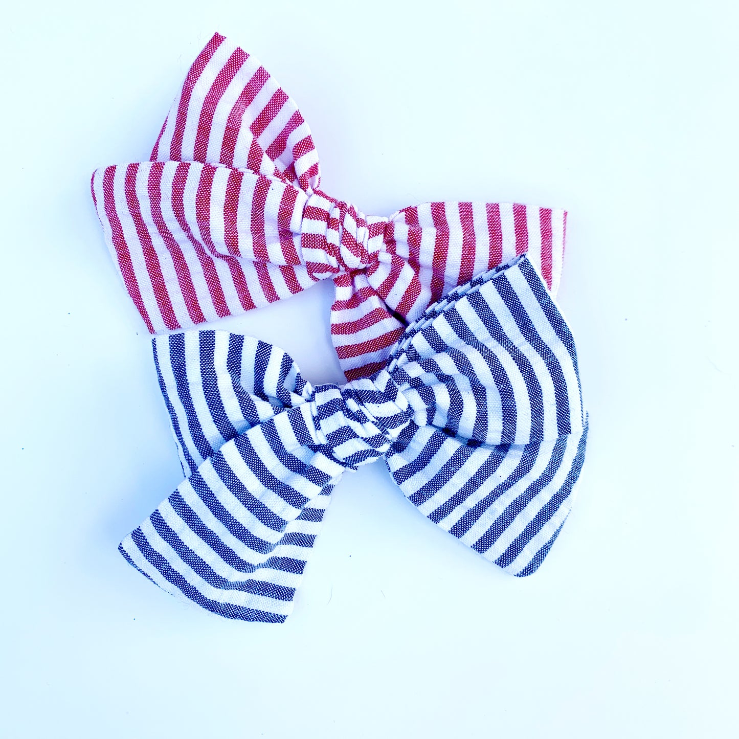 Red & White, Blue & white striped clip bow